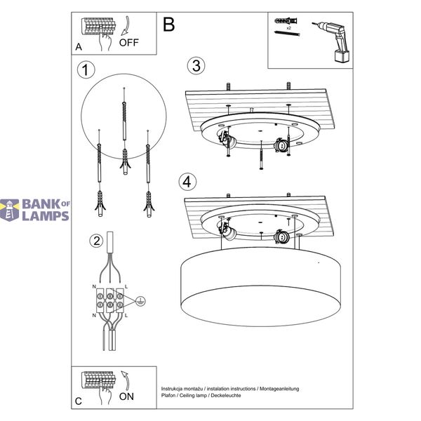 CEILING LAMP ARENA 55 WHITE E27 4X60W IP20 image 4