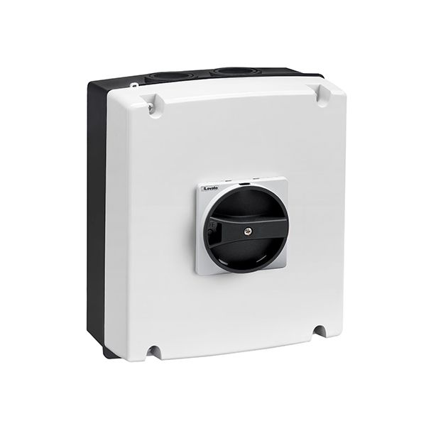 IEC/EN type IP65 non-metallic enclosure switch disconnector, three-pole. With rotating black handle, 63A. Enclosure dimensions: 175x210x99mm/6.9x8.3x3.9'' image 1