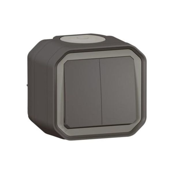 PLEXO 2 GANG 2-WAY SWITCH OR 2 GANG PUSH BUTTON - ANTHRACITE - SURFACE image 1