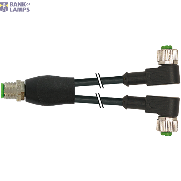 Y-Distributor M12 male / M12 female 90° A-cod. PVC 3x0.34 bk UL/CSA 6m image 1