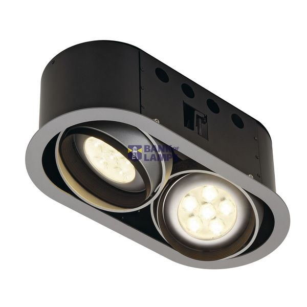 AIXLIGHT PRO FLAT ROUNDFRAME 2 fitting housing, silvergrey image 1
