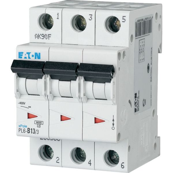PL6-B13/3 Miniature circuit breaker (MCB), 13 A, 3p, characteristic: B image 1