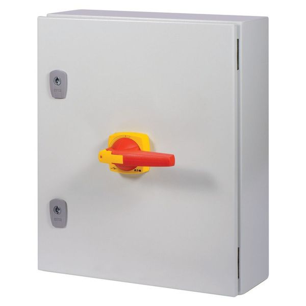 DMV-250/3/SE5/P-R Switch-disconnector, DMV, 250 A, 3 pole, Emergency switching off function, With red rotary handle and yellow locking ring, in steel enclosure, 9 mm co image 6