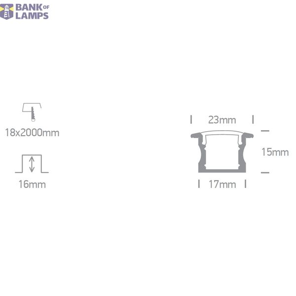 WHITE RECESSED PROFILE 2m + PC opal diffuser image 3