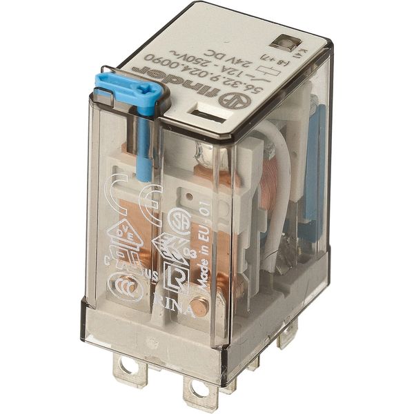 Miniature power Rel. 2CO 12A/24VDC/Agni/Test button/LED/diode (56.32.9.024.0090) image 3