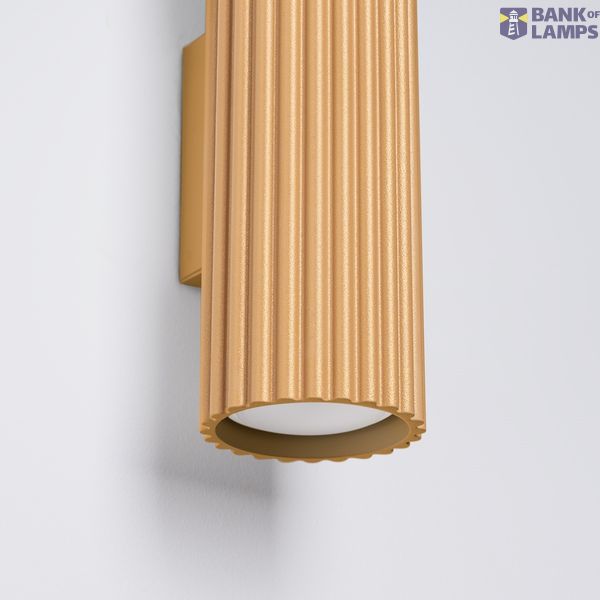 UP-DOWN WALL LAMP GOLD CARBON 20CM FOR BEDROOM WITH CORRUGATED LAMPSHADE 2XGU10 image 6