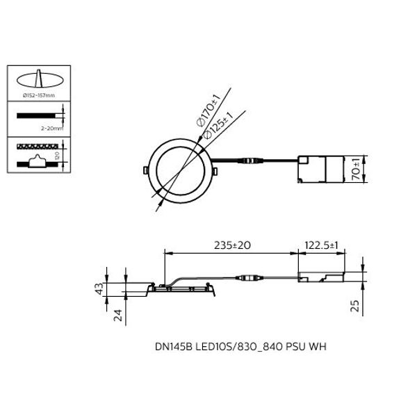 DN145B LED10S/830_840 PSU WH image 2