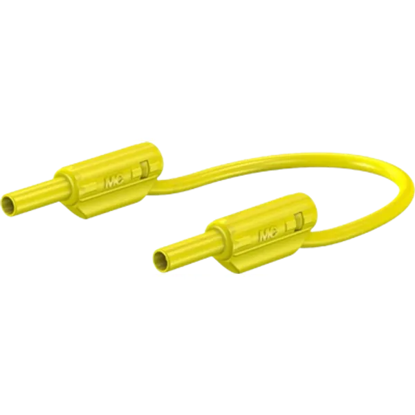 Measuring lead with (2 mm plug, spring-loaded, straight) to (2 mm plug, spring-loaded, straight), 1 m, yellow, PVC, 0.5 mm², CAT II, 65.9179-10024 image 1