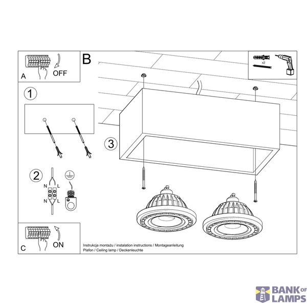 SPOT QUATRO 2 NATURAL WOOD GU10 2X40W IP20 image 3