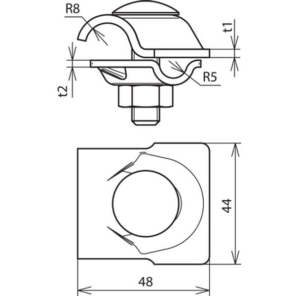 MV clamp St/tZn f. Rd 8-10/16mm with truss head screw and nut image 2