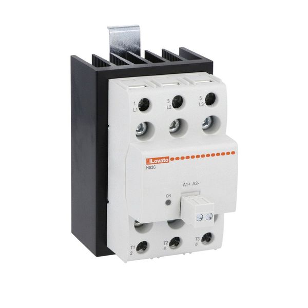 Solid state relay complete with heatsink, three-phase (3 controlled), 20A, 4...32VDC, screw terminals image 1
