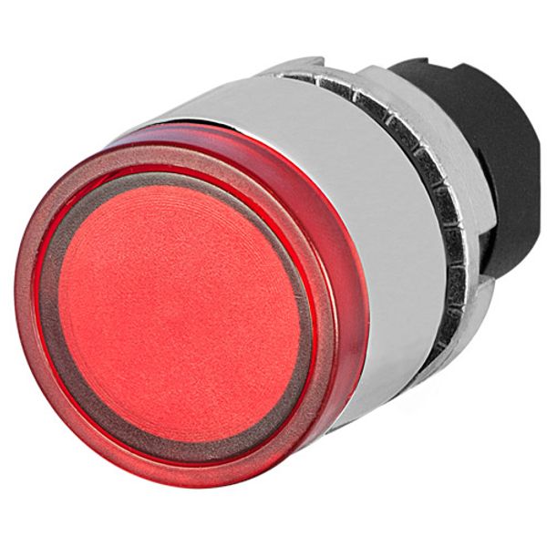 Push-button, full guard, illuminated, red, metal image 1
