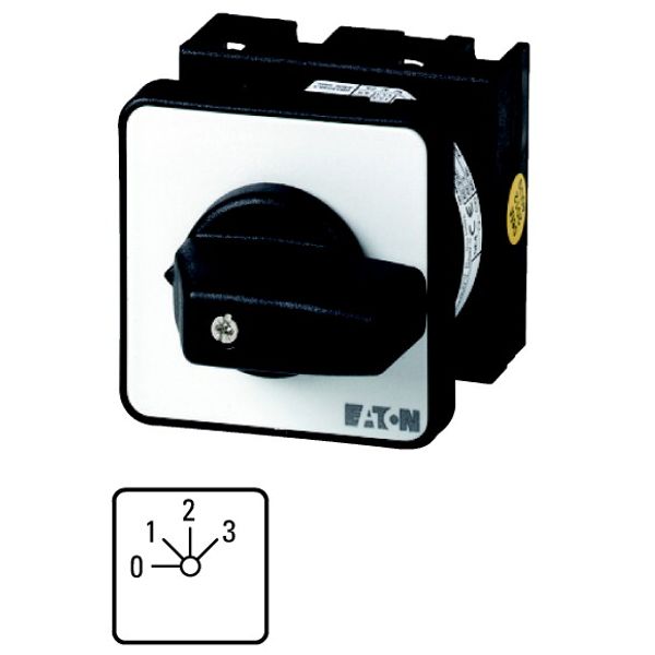 T0-3-8332/E Step switches, T0, 20 A, flush mounting, 3 contact unit(s), Contacts: 6, 45 °, maintained, With 0 (Off) position, 0-3, Design number 8332 image 1