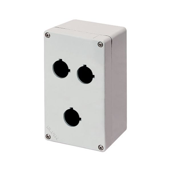 Aluminium push-button enclosure M4 92x152x100, 3 holes Ø 22, without cable entry image 1