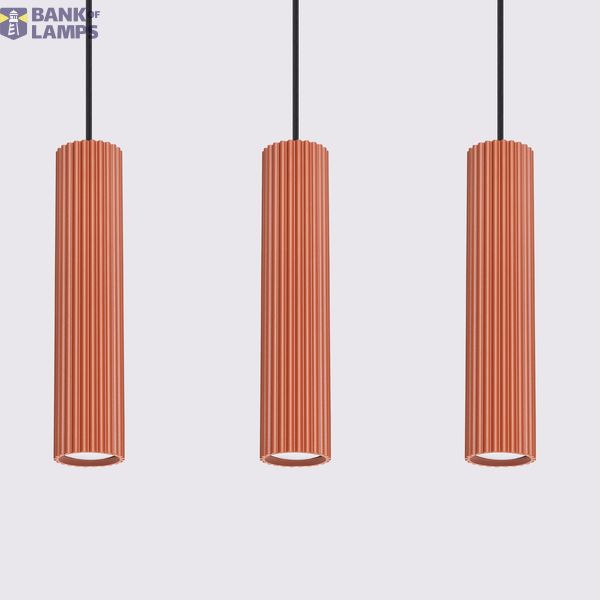 Elegant KARBON pendant lamp with three pendants, red ceiling plate, 3xGU10 image 10