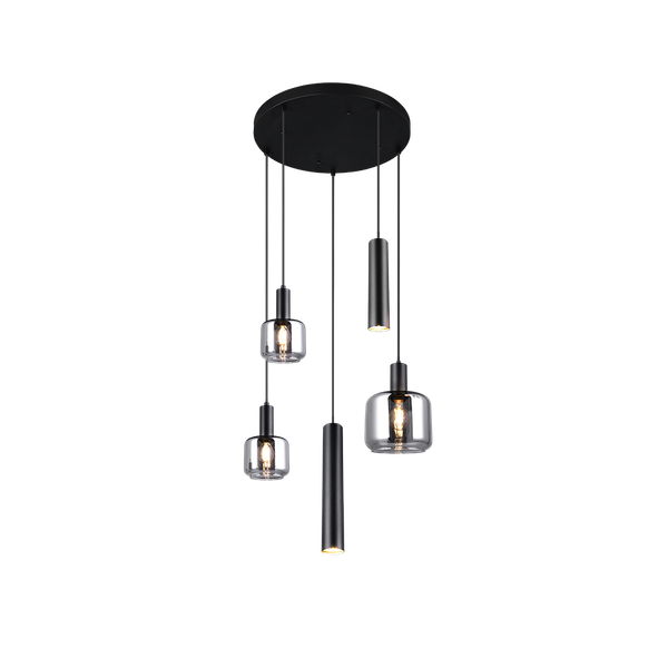Mataro pendant 5-pc matt black/chrome plated image 1
