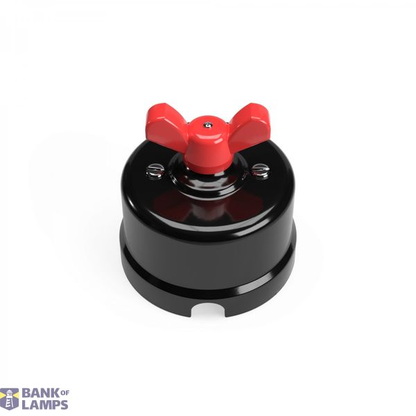 Switch/Diverter in black porcelain with butterfly nut image 1