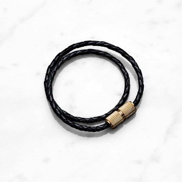 DOUBLE BRACELET / 40CM / BLACK / BRASS image 1
