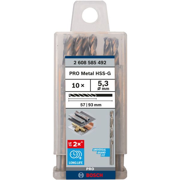 Metal drill bits HSS-G, DIN 338 5,3 x 52 x 86 mm 10 pcs. image 1