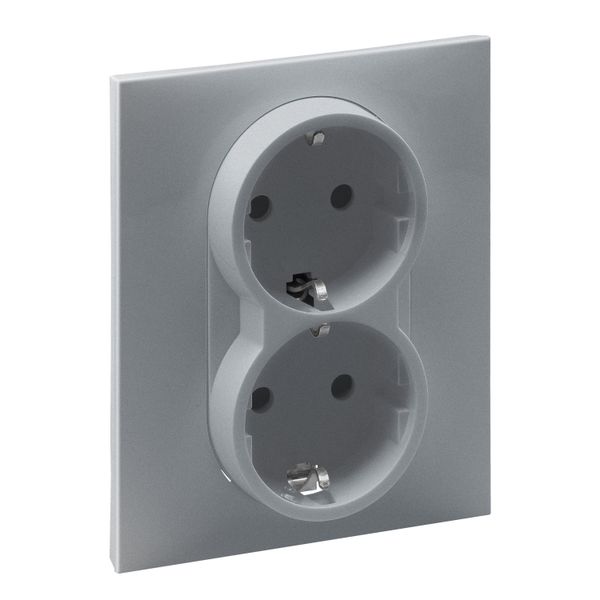 2X2P+E SOCKET SCHUKO STANDARD AUTO TERMINALS SHUTTERED ALUMINIUM image 1