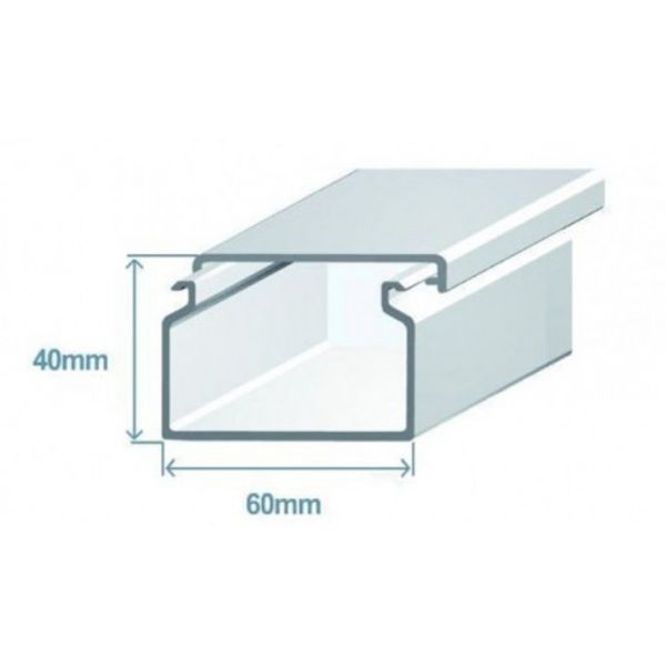 60X40 TRUNKING WITH 1/3 DIVIDER WHITE image 1