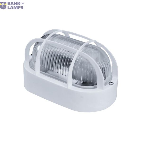 OVAL-7040 STYL, E27, 25W, white-polypropylene, cover transparent-glass, IP44, plastic cage image 1