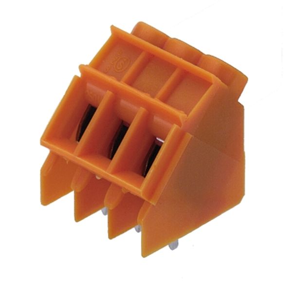 Printed circuit board terminals, 5.00 mm, Number of poles: 4, 135°, Solder pin length (l): 3.2 mm, tinned, orange, Clamping yoke connection, Clamping range, max. : 6 mm², Box image 2