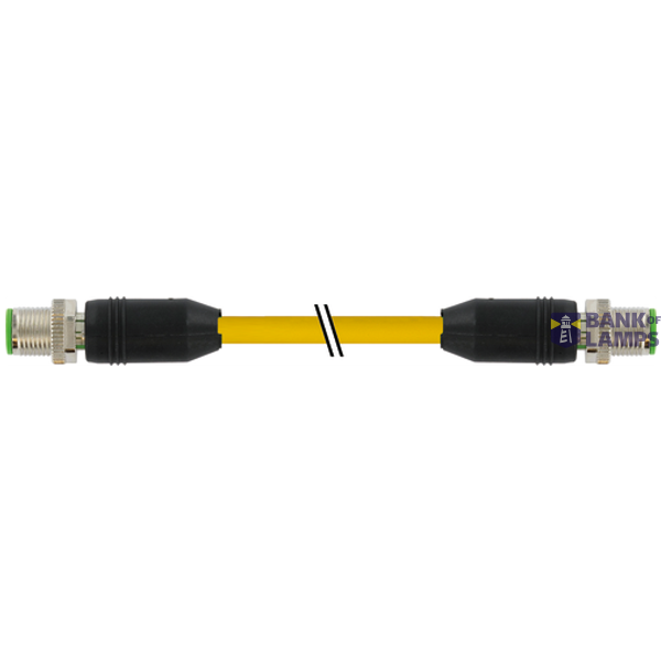 M12 male 0° / M12 male 0° A-cod. shielded PUR 5x0.34 ye 0,15m image 1