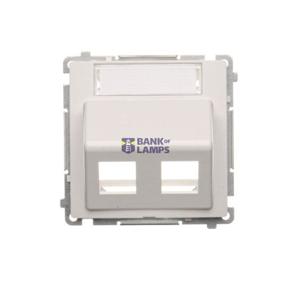 Double angled Keystone IT/telephone socket cover with descriptive field, (cover), white image 1