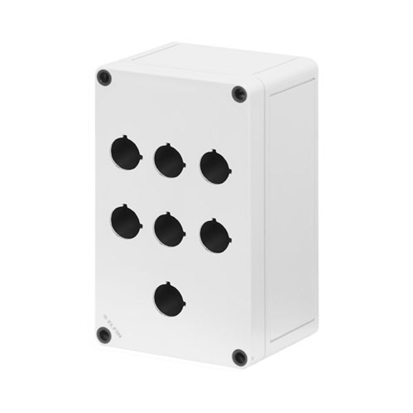 Polycarbonate push-button enclosure 110x180x90, 7 holes Ø 22 image 1
