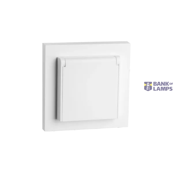 OUTLET FLUSH MOUNTED SINGLE WITH LID IP44 WHITE 6-PACK image 1