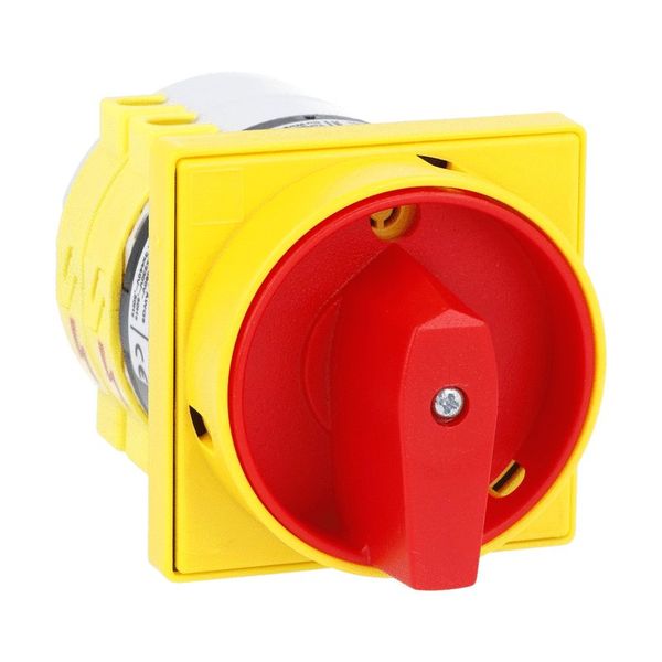 Rotary cam switch 7GN series, ON-OFF switch 3 poles 40A, for front mounting with red/yellow handle padlockable in 0 and protection covers, front plate 65X65mm image 1