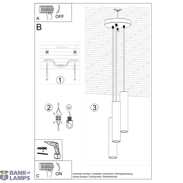 HANGING LAMP LAGOS 3P BLACK GU10 3X40W IP20 image 7