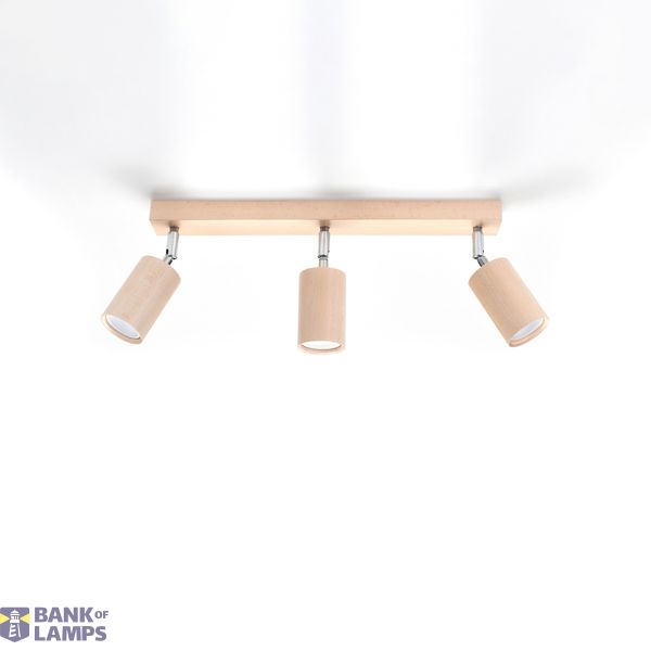 CEILING LAMP BERG 3 NATURAL WOOD GU10 3X40W IP20 image 2