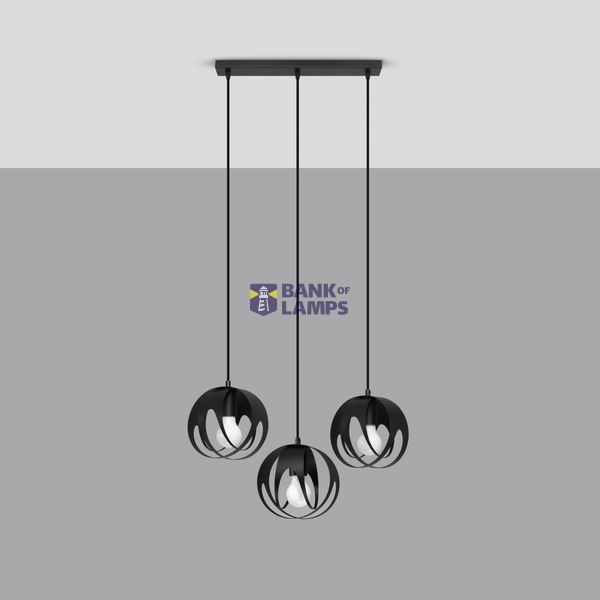 HANGING LAMP TULOS 3L BLACK E27 3X60W IP20 image 3