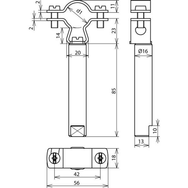 Conductor holder f. HVI Cond. D 20-23mm with bar D 16mm L 85mm StSt image 2