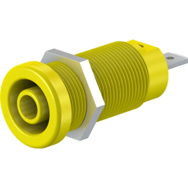 4 mm socket, flat plug connection, mounting Ø 12.2 mm, CAT IV, yellow, 66.9665-24 image 1
