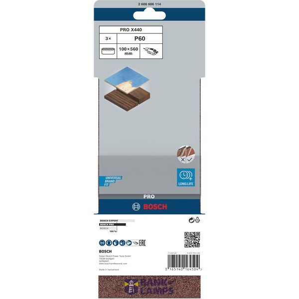 3-piece X440 sanding belt set 100 x 560 mm, 60 image 2