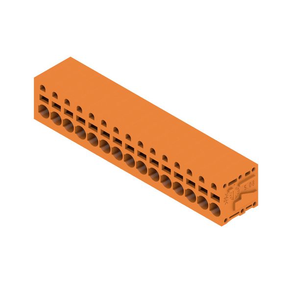 Printed circuit board terminals, 5.08 mm, Number of poles: 15, 90°, Solder pin length (l): 3.5 mm, tinned, orange, PUSH IN without actuator, Clamping range, max. : 2.5 mm², Box image 4