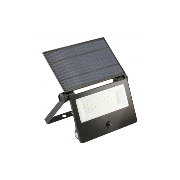 LED solar floodlight with motion sensor LUMOS II, 3000 lm, 6400K, 2x2600 mAh replaceable, IP65, black image 1