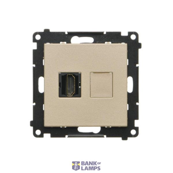 HDMI single socket, module, champagne matt, HDMI Standard: HDMI 1.4 image 1