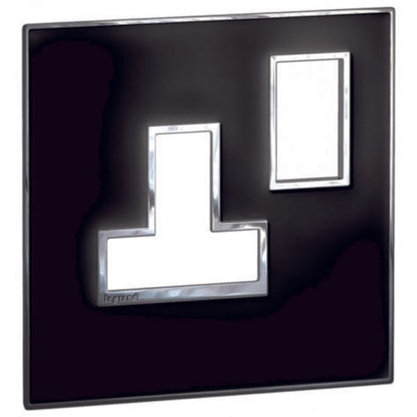 Arteor™ - Plate - BS - square - for switched sockets 1-gang - Mirror Black image 1