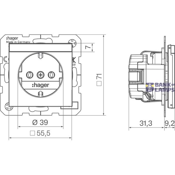 SCHUKO wall socket, text field, plug-in type, A.x/C.x anthracite image 3