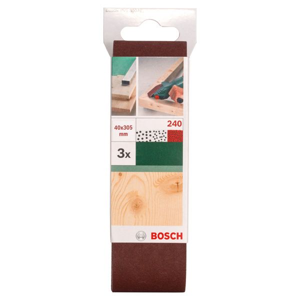 3-piece sanding belt set for Bosch Compact belt sanders, red quality G= 240 image 2