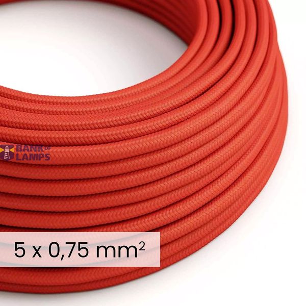 DALI Textile electrical cable 5x0.75 mm² in Fire Red - Flexible cable for lighting and home automation RM09 image 1
