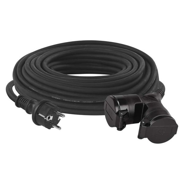 Extension Cord 20 m / 2 sockets / black / rubber / 230 V / 1.5 mm2 image 1