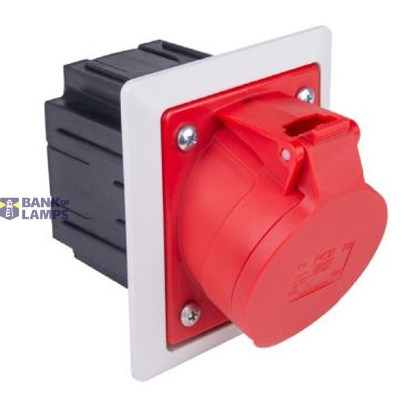 Angled panel socket with flush-mounted box and frame image 1