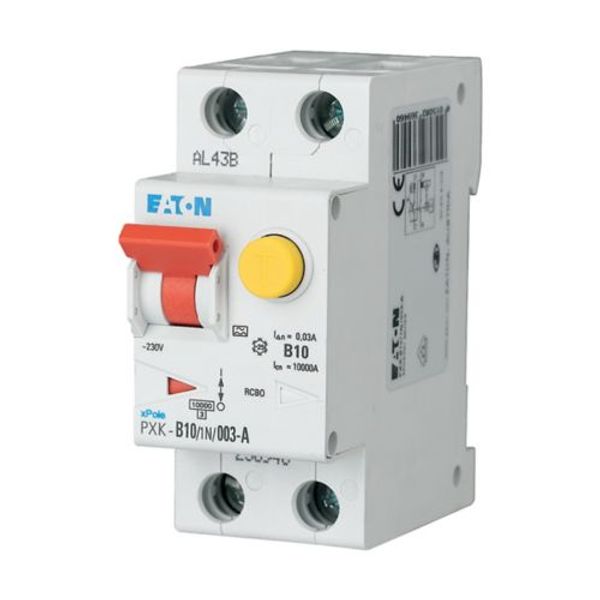 RCD/MCB combination, 10 A, 30 mA, MCB trip characteristic: B, 1p+N, RCD trip characteristic: A image 1