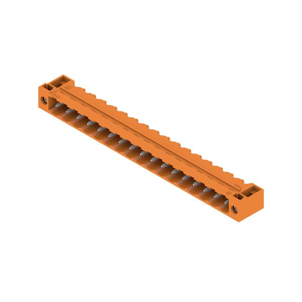 PCB plug-in connector, male header, Flange, THT solder connection, 5.08 mm, Number of poles: 17, 90°, Solder pin length (l): 3.2 mm, tinned, orange, Box image 4
