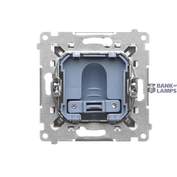 Double socket outlet without earthing, with shutters, satin, metallized, 16A image 1